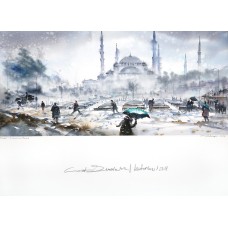 Cuneyt Senyavas, Istanbul, 22 x 30 inch, Watercolor on Paper, Cityscape Painting, AC-CTS-002