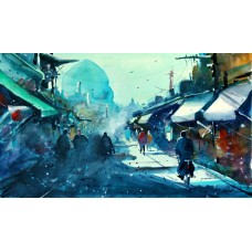 Javid Tabatabaei, 12 x 21 Inch, Watercolour on Paper, Cityscape Painting, AC-JTT-019