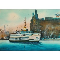 Javid Tabatabaei, 13 x 19 Inch, Watercolour on Paper, Seascape Painting, AC-JTT-012