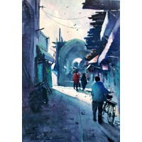 Javid Tabatabaei, 14 x 20 Inch, Watercolour on Paper, Cityscape Painting, AC-JTT-020