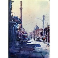 Javid Tabatabaei, 19 x 27 Inch, Watercolour on Paper, Cityscape Painting, AC-JTT-021