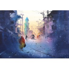 Javid Tabatabaei, 14 x 20 inch, Watercolor on Paper, Cityscape Painting, AC-JTT-036