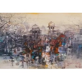 A. Q. Arif, 11 x 15 Inch, Watercolor on Paper, Citysscape Painting, AC-AQ-402