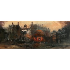 A. Q. Arif, 24 x 60 Inch, Oil on Canvas, Cityscape Painting, AC-AQ-202