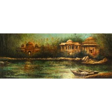 A. Q. Arif, 24 x 60 Inch, Oil on Canvas, Citysscape Painting, AC-AQ-367