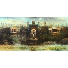 A. Q. Arif, 30 x 60 Inch, Oil on Canvas, Citysscape Painting, AC-AQ-361