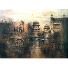 A. Q. Arif, Arches of Grandeur, 36 x 48 Inch, Oil on Canvas, Cityscape Painting, AC-AQ-234