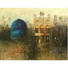 A. Q. Arif, Blur Tomb, 22 x 28 Inchs, Oil on Canvas, Cityscape Painting, AC-AQ-218