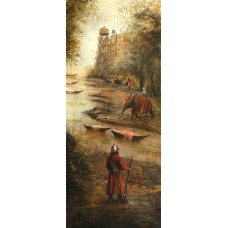 A. Q. Arif, Vigilant, 30 x 72 Inch, Oil On Canvas, Citiscape Painting, AC-AQ-394