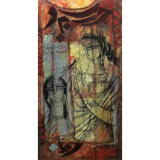 A. S. Rind, 18 x 36 Inch, Mixed Media on Canvas, Figurative Painting, AC-ASR-169