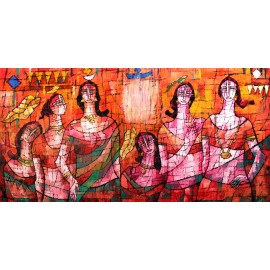 A. S. Rind, 36 x 72 Inch, Acrylic on Canvas, Figurative Painting, AC-ASR-458