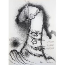 A. S. Rind, Sassi - III, 30 x 41 Inch, Charcoal on Paper, Figurative Painting, AC-ASR-495