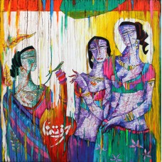 A. S. Rind, Untitled, 42 x 42 Inch, Acrylic on Canvas, Figurative, Painting- AC-ASR-098