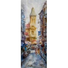 Abbas Kamangar, 11 x 28 Inch, Water Color on Paper, Citycape Painting, AC-AK-003