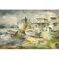 Abdul Hayee, 15 x 22 inch, Watercolor on Paper, Seascape Painting, AC-AHY-028