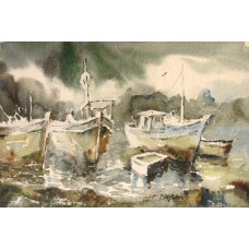 Abdul Hayee, 15 x 22 inch, Watercolor on Paper, Seascape Painting, AC-AHY-032