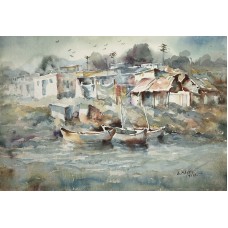 Abdul Hayee, 15 x 22 inch, Watercolor on Paper, Seascape Painting, AC-AHY-034