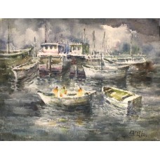 Abdul Hayee, 20 x 26 inch, Watercolor on Paper, Seascape Painting, AC-AHY-041