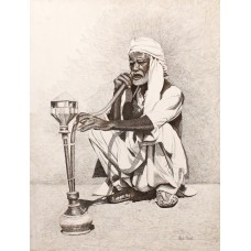 Abid Madad, 35 x 27 Inch, Pen & Ink on Canvas, Figurative Painting, AC-AM-010