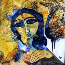 Abrar Ahmed, 15 x 15 Inch, Oil On Paper, Figurative Painting, AC-AA-202