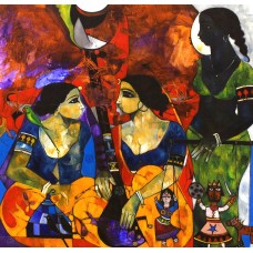 Abrar Ahmed, 48 x 48 Inch, Oil on Canvas, Figurative Painting, AC-AA-254