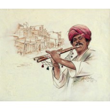 Aftab Zafar, 7 x 6 inch, Mixed Media on Paper, Figurative Painting, AC-AZ-004