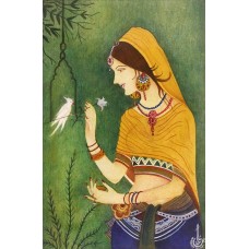 Ambreen Sana, 3.4 x 5 Inch, Watercolor on Paper, Figurative Painting, AC-ABS-003