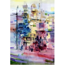 Amir Jamil, 14 x 21 Inch, Watercolor on Paper,  Cityscape Painting, AC-AJM-002