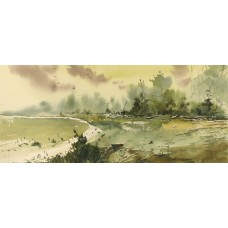 Arif Ansari, 10 x 22 Inch, Water Color on Paper, Landscape Painting, AC-AA-063