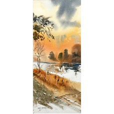 Arif Ansari, 10 x 22 inch, Water Color on Paper, Landscape Painting, AC-AA-034