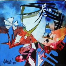 Ashkal,12 x 12 Inch, Acrylic on Canvas, Figurative Painting, AC-ASH-175