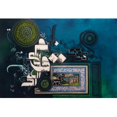 Bin Qalander, 24 x 36 Inch, Oil on Canvas, Calligraphy Painting, AC-BIQ-059