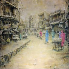 Maham, Untitled, 36 x 36 Inch, Oil on Canvas, Citycape Painting, AC-MHA-CEAD-002