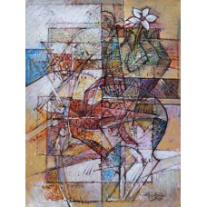 Chitra Pritam, Equestrian Chimera, 18 x 24 inch, Oil in Canvas, Abstract Painting, AC-CP-180