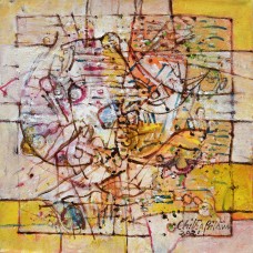 Chitra Pritam, Orange Cocktail, 10 x 10 inch, Oil in Canvas, Abstract Painting, AC-CP-103