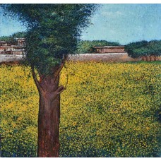 Chitra Pritam, Stretching Fields of Mustard, 46 x 48 inch, Oil in Canvas, Landscape Painting, AC-CP-205