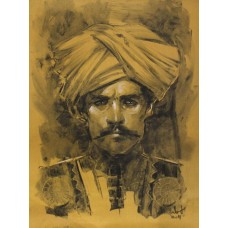 Doda Baloch, Brahui Man From Balochistan, 20 x 27 Inch, Charcoal on Paper, Figurative Painting, AC-DDB-002