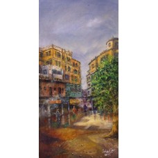 Fahad Ali, 36 x 18 Inch, Oil on Canvas, Citysscape Painting, AC-FAL-005