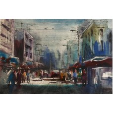 Farrukh Naseem, 15 x 22 Inch,  Watercolor on Paper, Cityscape Painting,AC-FN-060