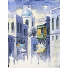 G. N. Qazi, 12 x 16 Inch, Acrylic on Canvas, Cityscape Painting, AC-GNQ-020