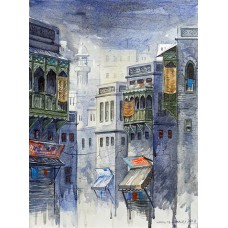 G. N. Qazi, 12 x 16 Inch, Oil on Canvas, Cityscape Painting, AC-GNQ-012