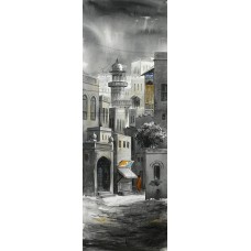 G. N. Qazi, 12 x 36 Inch, Acrylic on Canvas, Cityscape Painting, AC-GNQ-023