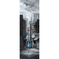 G. N. Qazi, 12 x 36 Inch, Acrylic on Canvas, Cityscape Painting, AC-GNQ-031