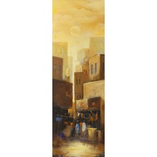 G. N. Qazi, 12 x 36 inch, Acrylic on Canvas, Cityscape Painting, AC-GNQ-41