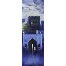 G. N. Qazi, 12 x 36 inch, Acrylic on Canvas, Cityscape Painting, AC-GNQ-42