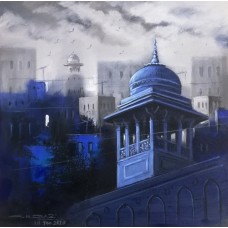 G. N. Qazi, 14 x 14 inch, Acrylic on Canvas, Cityscape Painting, AC-GNQ-47