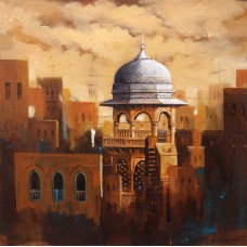 G. N. Qazi, 14 x 14 inch, Acrylic on Canvas, Cityscape Painting, AC-GNQ-52