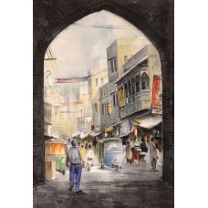 G. N. Qazi, 15 x 22 inch, Watercolor on Paper, Cityscape Painting, AC-GNQ-34