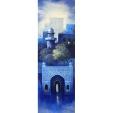 G. N. Qazi, 36 x 12 inch, Acrylic on Canvas, Cityscape Painting, AC-GNQ-54