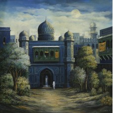 G. N. Qazi, 36 x 36 Inch, Oil on Canvas, Cityscape Painting, AC-GNQ-018